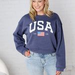 USA Est 1776 Mid Graphic Sweatshirt - Heather Midnight