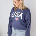 USA Est 1776 Mid Graphic Sweatshirt - Heather Midnight