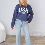 USA Est 1776 Mid Graphic Sweatshirt - Heather Midnight