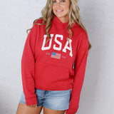 USA Est 1776 Sweatshirt - Cranberry Heather