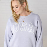 USA Puff Graphic Sweatshirt - Light Blue
