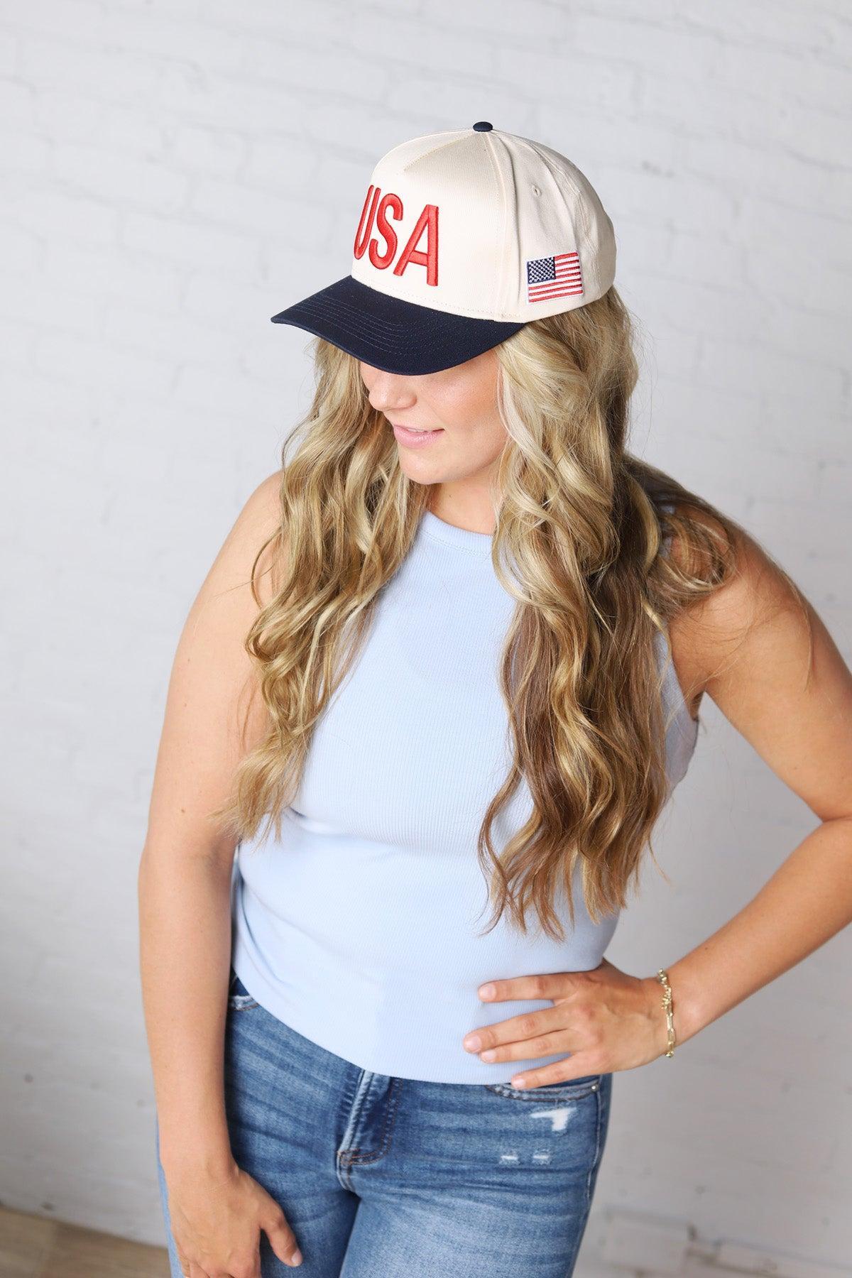 USA Vintage Trucker Hat - Blue
