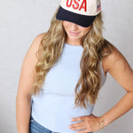 USA Vintage Trucker Hat - Blue