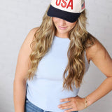USA Vintage Trucker Hat - Blue