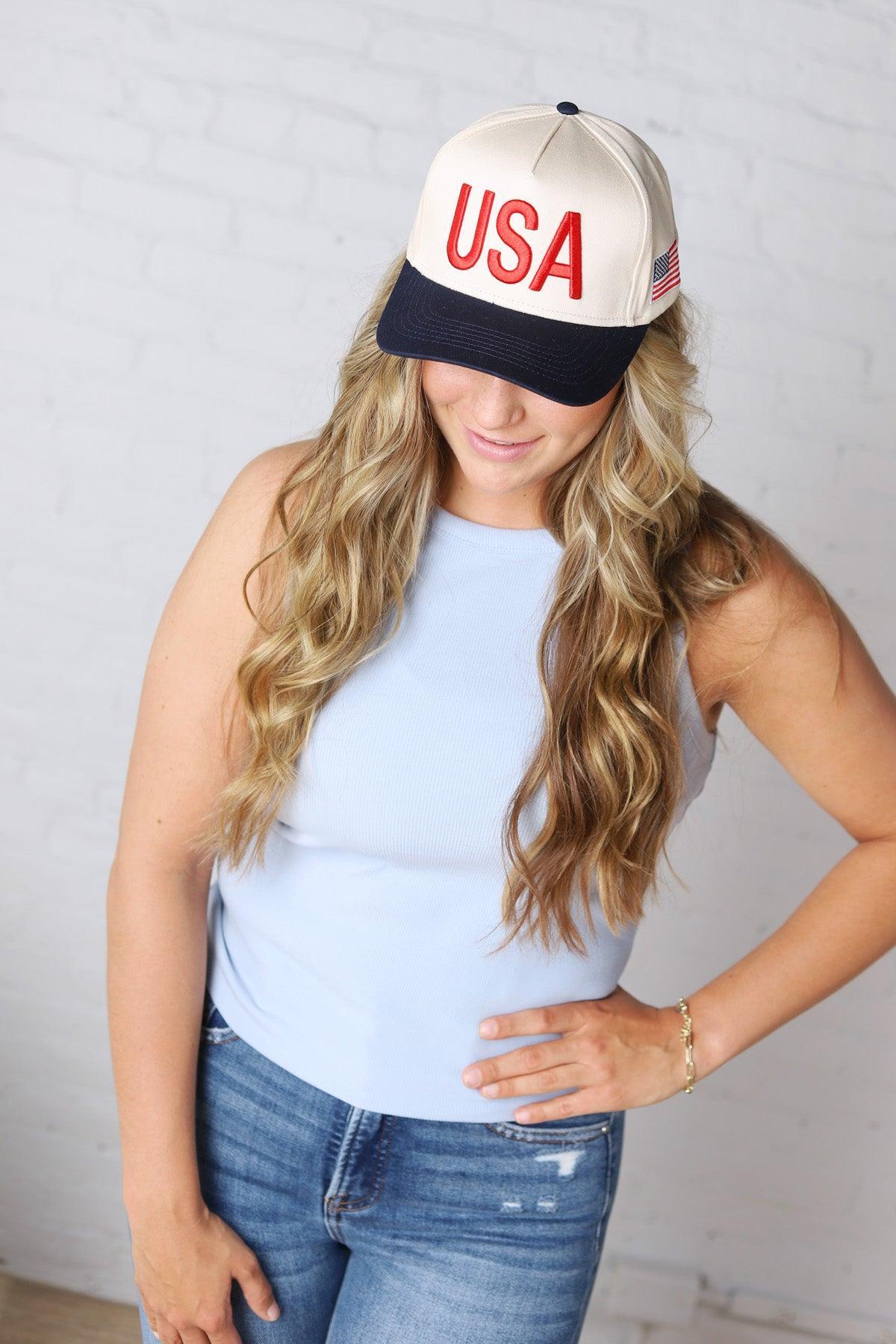 USA Vintage Trucker Hat - Blue