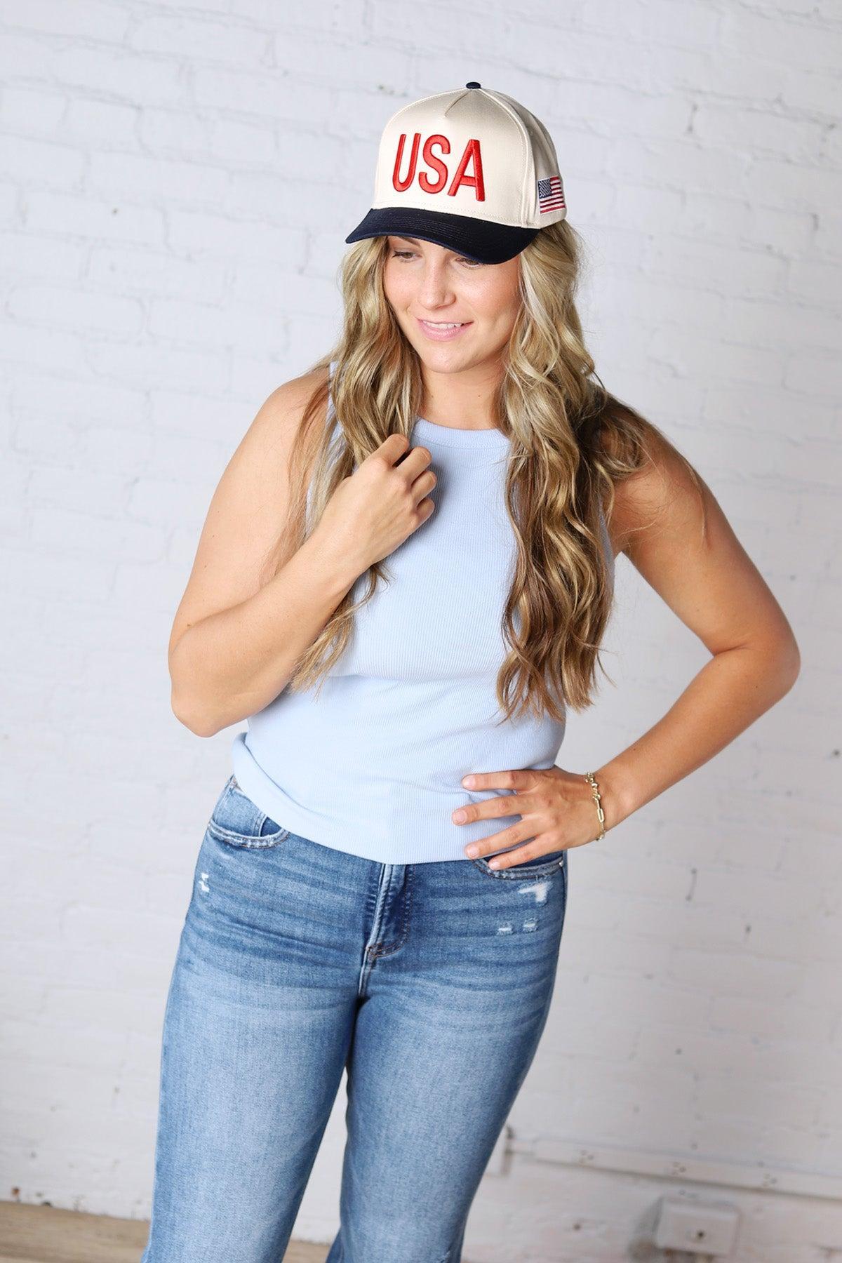 USA Vintage Trucker Hat - Blue