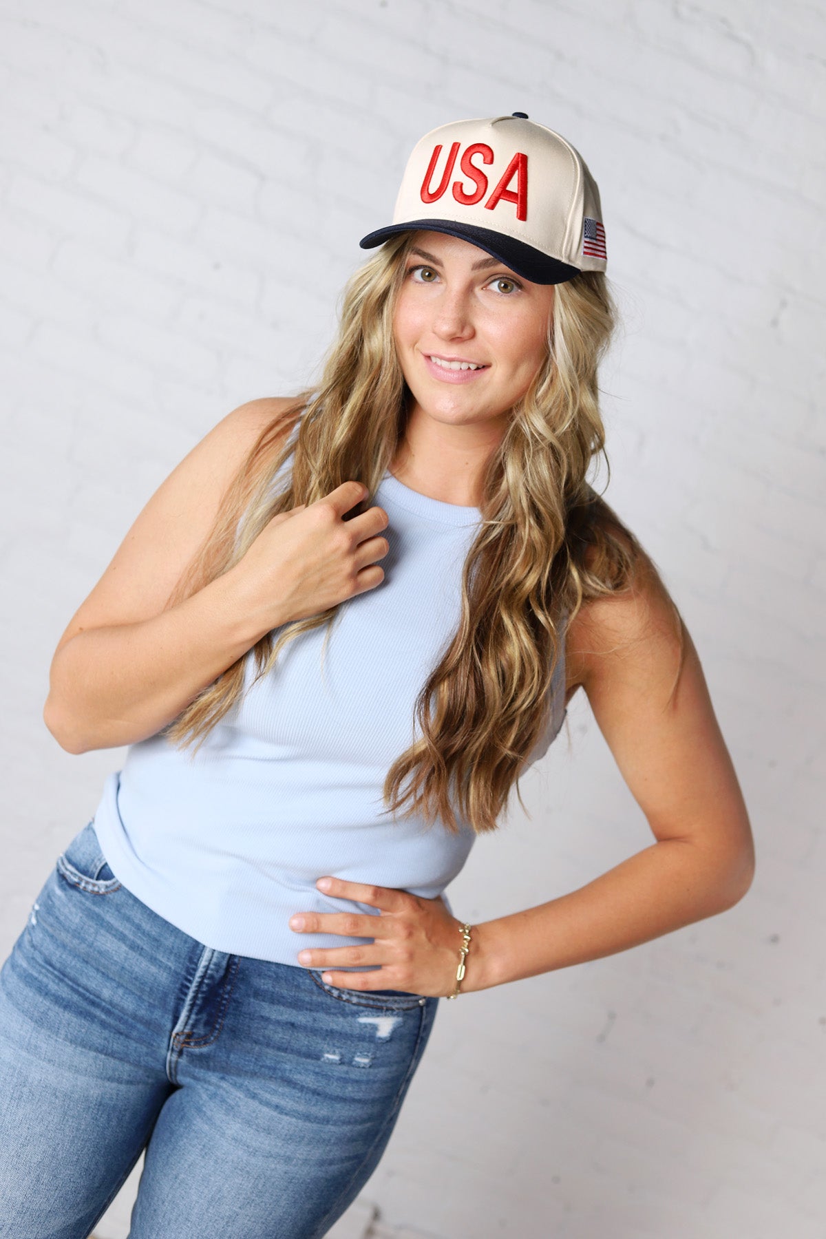 USA Vintage Trucker Hat - Blue