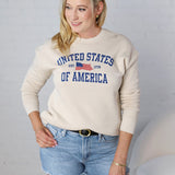 United States of America Graphic Sweatshirt - Heather Dust - FINAL SALE