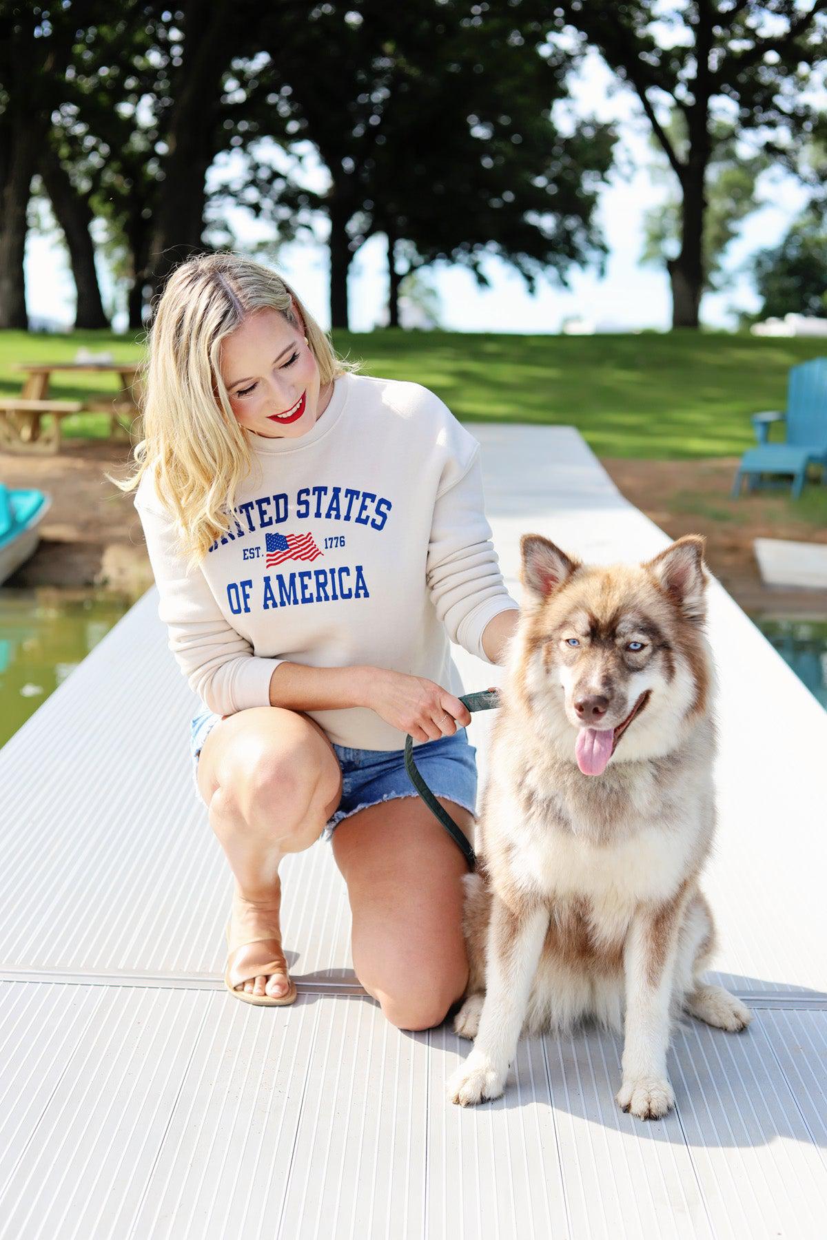 United States of America Graphic Sweatshirt - Heather Dust - FINAL SALE