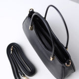 Ursala Shaped Satchel w/ Metal Accents - Black