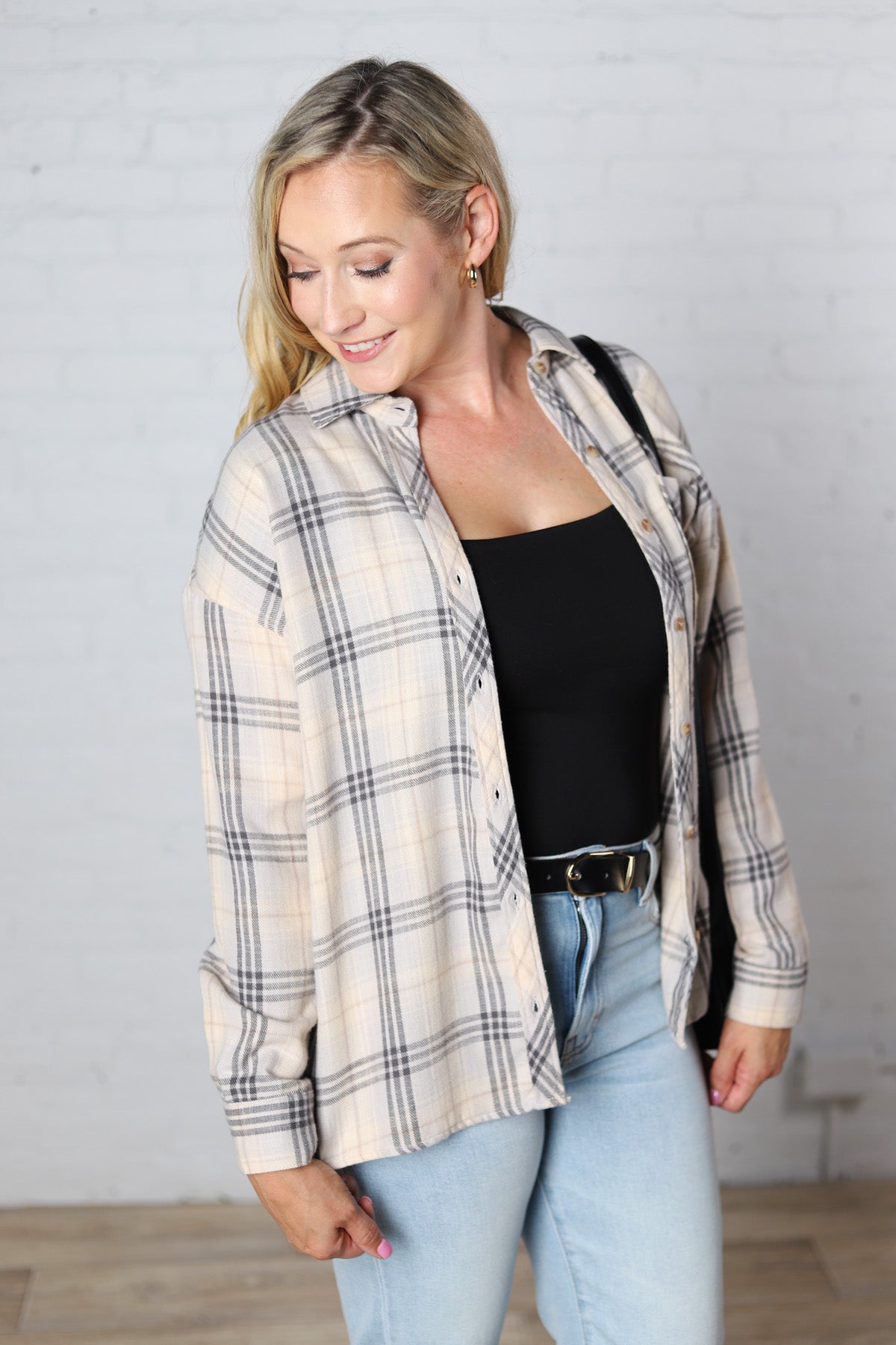 Valencia Ultra Soft Grey + Beige Plaid Flannel