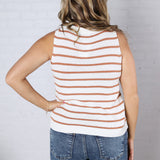 Valere Lightweight Stripe Sweater Tank - Terracotta