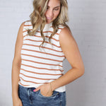 Valere Lightweight Stripe Sweater Tank - Terracotta FINAL SALE