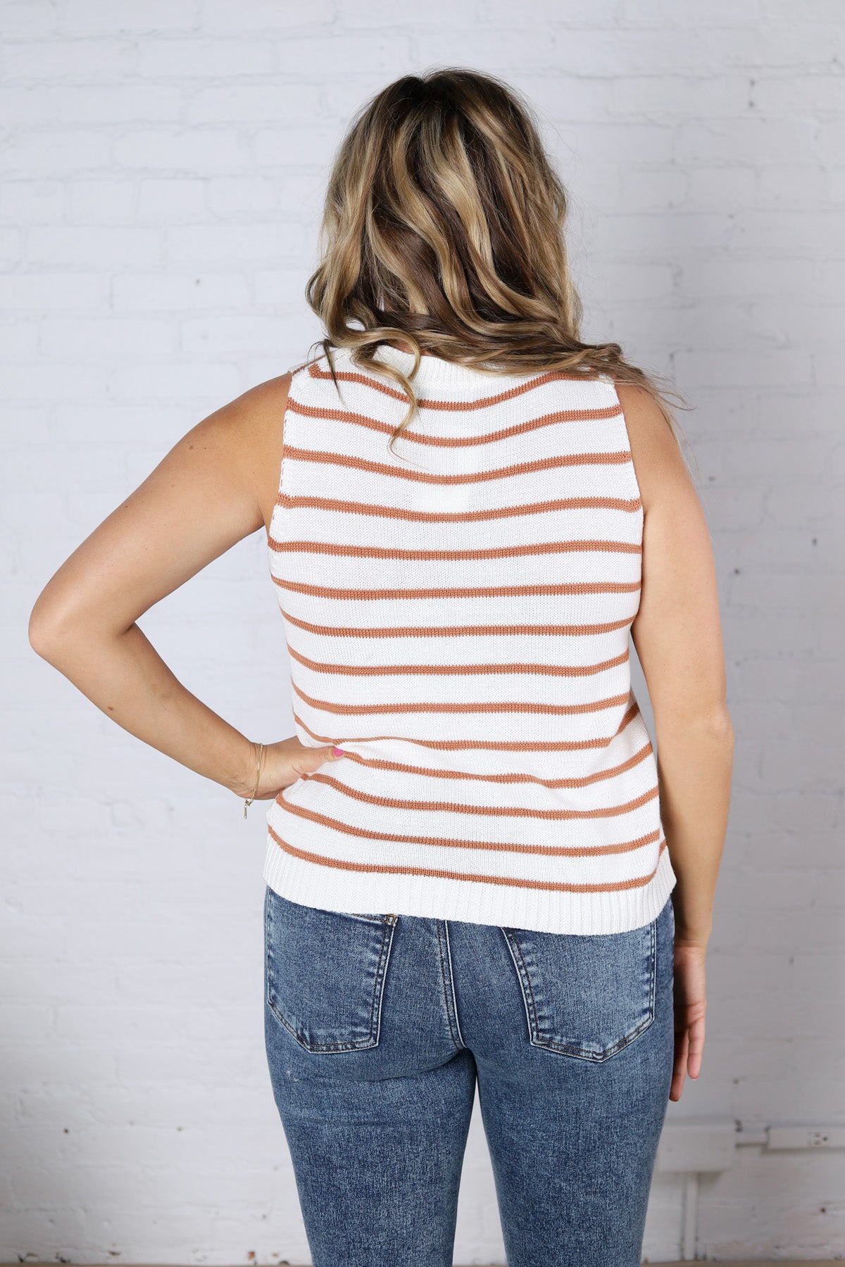 Valere Lightweight Stripe Sweater Tank - Terracotta FINAL SALE
