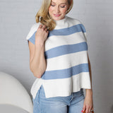 Vayla Striped Knit Top - Denim/Off White