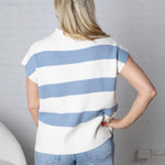 Vayla Striped Knit Top - Denim/Off White