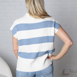 Vayla Striped Knit Top - Denim/Off White
