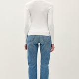 Vayra Classic Crewneck Long Sleeve Rib Top - Ivory