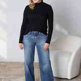 Veda Mock Neck Relaxed Fit Top - Black - FINAL SALE