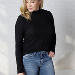 Veda Mock Neck Relaxed Fit Top - Black - FINAL SALE