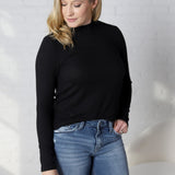 Veda Mock Neck Relaxed Fit Top - Black - FINAL SALE