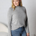 Veda Mock Neck Relaxed Fit Top - Heather Grey