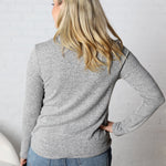 Veda Mock Neck Relaxed Fit Top - Heather Grey