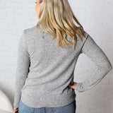 Veda Mock Neck Relaxed Fit Top - Heather Grey