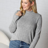 Veda Mock Neck Relaxed Fit Top - Heather Grey - FINAL SALE