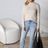 Veda Mock Neck Relaxed Fit Top - Oatmeal