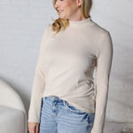 Veda Mock Neck Relaxed Fit Top - Oatmeal