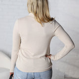 Veda Mock Neck Relaxed Fit Top - Oatmeal