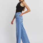 Veda Wide Leg Trouser Hem Jeans - Mica Denim