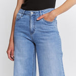Veda Wide Leg Trouser Hem Jeans - Mica Denim