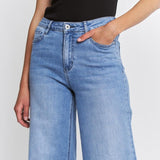 Veda Wide Leg Trouser Hem Jeans - Mica Denim