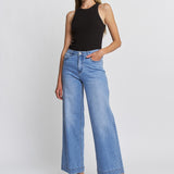 Veda Wide Leg Trouser Hem Jeans - Mica Denim