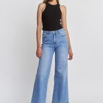 Veda Wide Leg Trouser Hem Jeans - Mica Denim