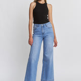 Veda Wide Leg Trouser Hem Jeans - Mica Denim