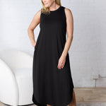 Vera Brushed Midi Dress - Black