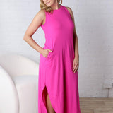 Vera Brushed Midi Dress - Hot Pink