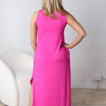 Vera Brushed Midi Dress - Hot Pink