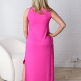 Vera Brushed Midi Dress - Hot Pink