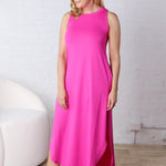 Vera Brushed Midi Dress - Hot Pink