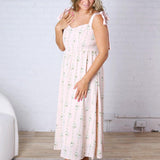 Vera Stripe Floral Corset Midi Dress - Blush FINAL SALE