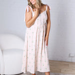Vera Stripe Floral Corset Midi Dress - Blush FINAL SALE