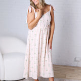 Vera Stripe Floral Corset Midi Dress - Blush FINAL SALE