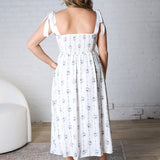 Vera Stripe Floral Corset Midi Dress - Ivory