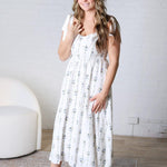 Vera Stripe Floral Corset Midi Dress - Ivory FINAL SALE