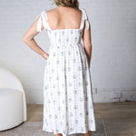Vera Stripe Floral Corset Midi Dress - Ivory FINAL SALE