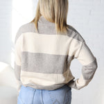 Verena Half Zip Striped Sweater